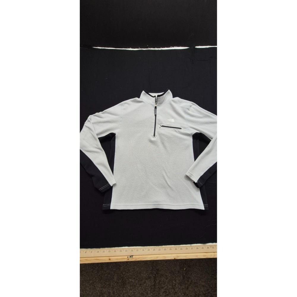 The North Face Polartec men's‎ gray/black 1/4 zip fleece pullover jacket sz. M - Picture 2 of 14
